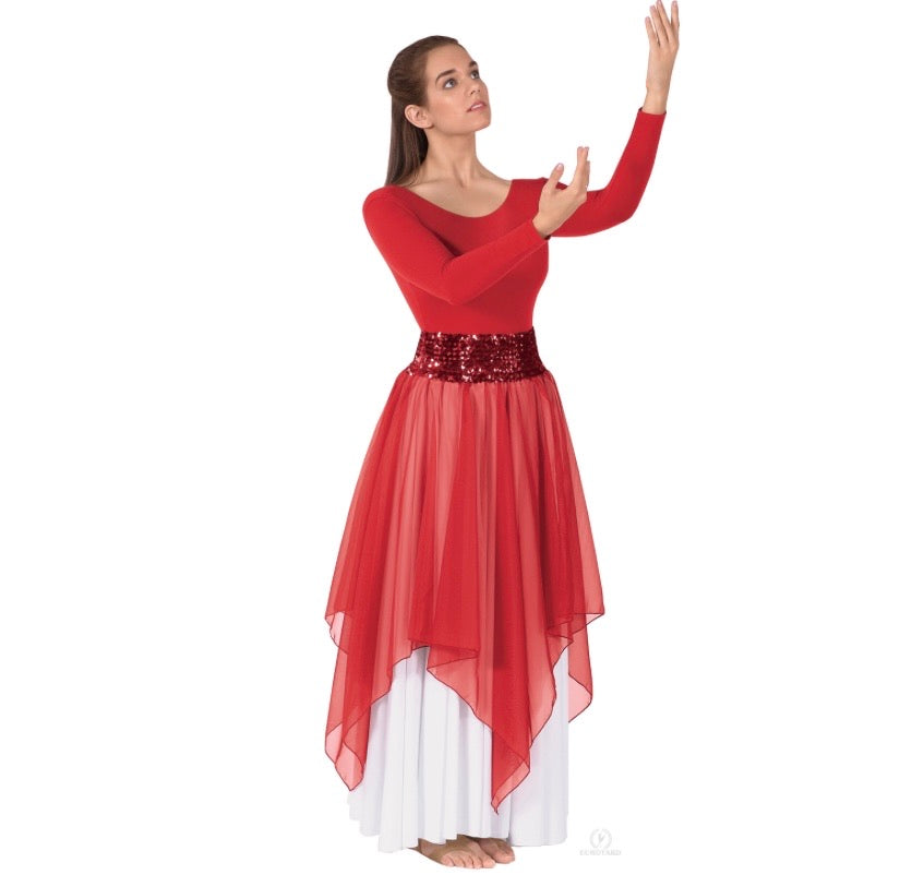 Eurotard Womens Sheer Devotion Single Layer Chiffon Drape and Skirt Praise Overlay - Washington Dancewear